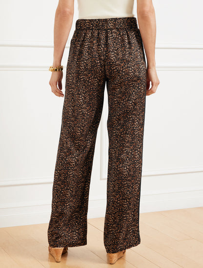Talbots WIDE LEG PULL-ON PANTS - DELICATE LEOPARD