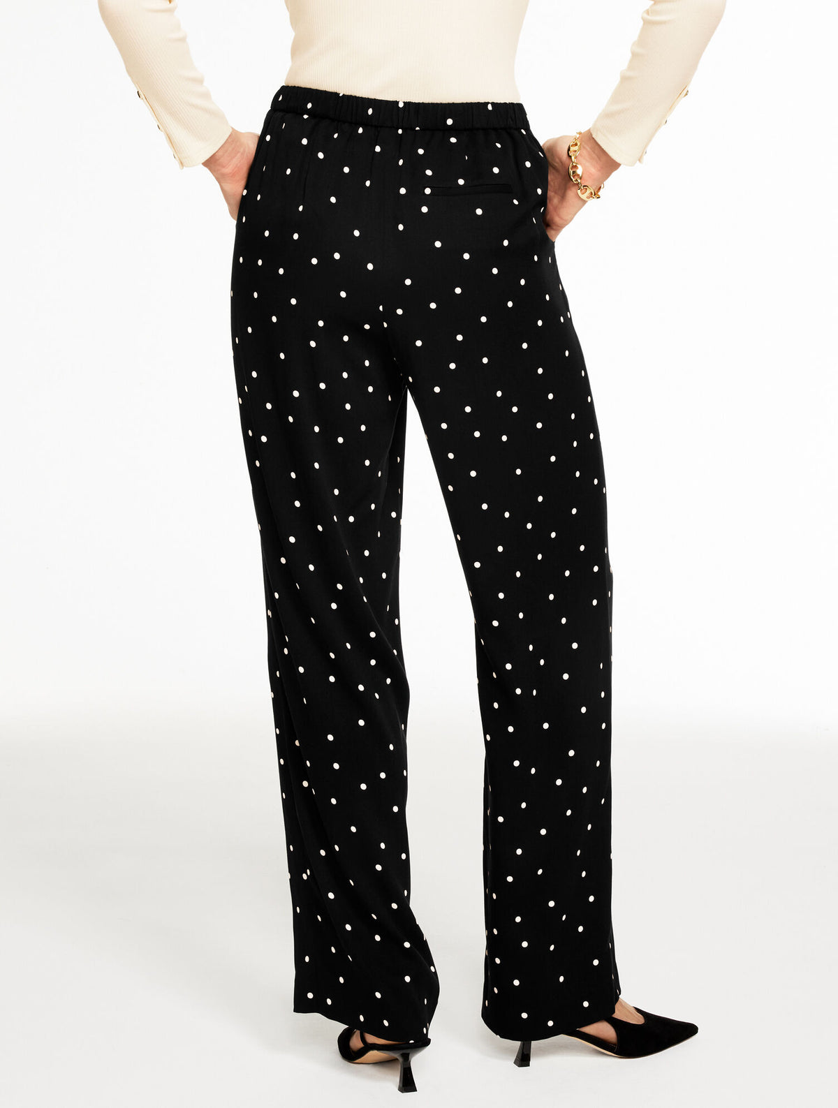 Talbots WIDE LEG PULL-ON PANTS - LUMINOUS DOTS