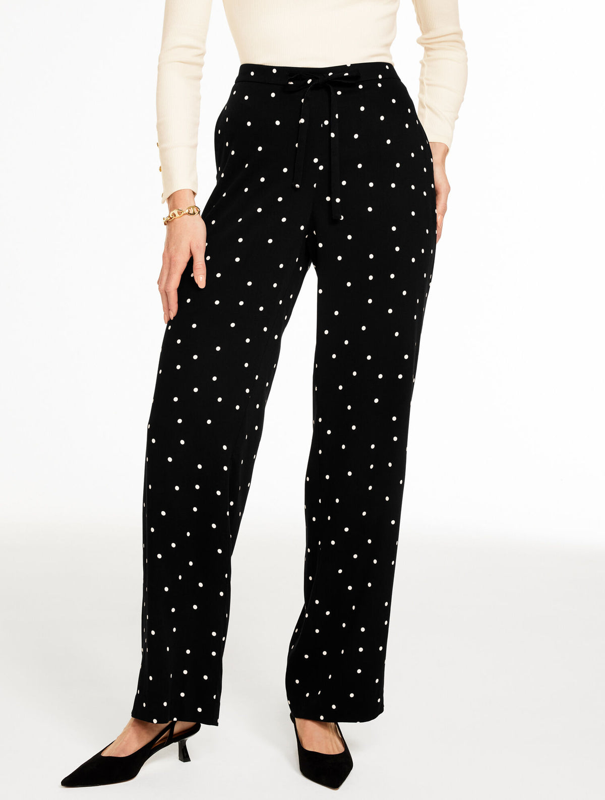 Talbots WIDE LEG PULL-ON PANTS - LUMINOUS DOTS