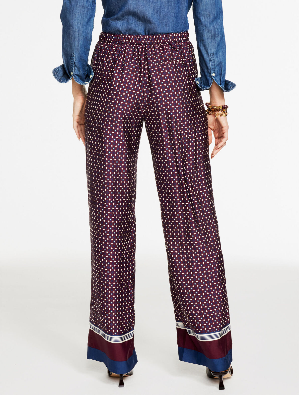 Talbots WIDE LEG PULL-ON PANTS - RADIANT BORDER
