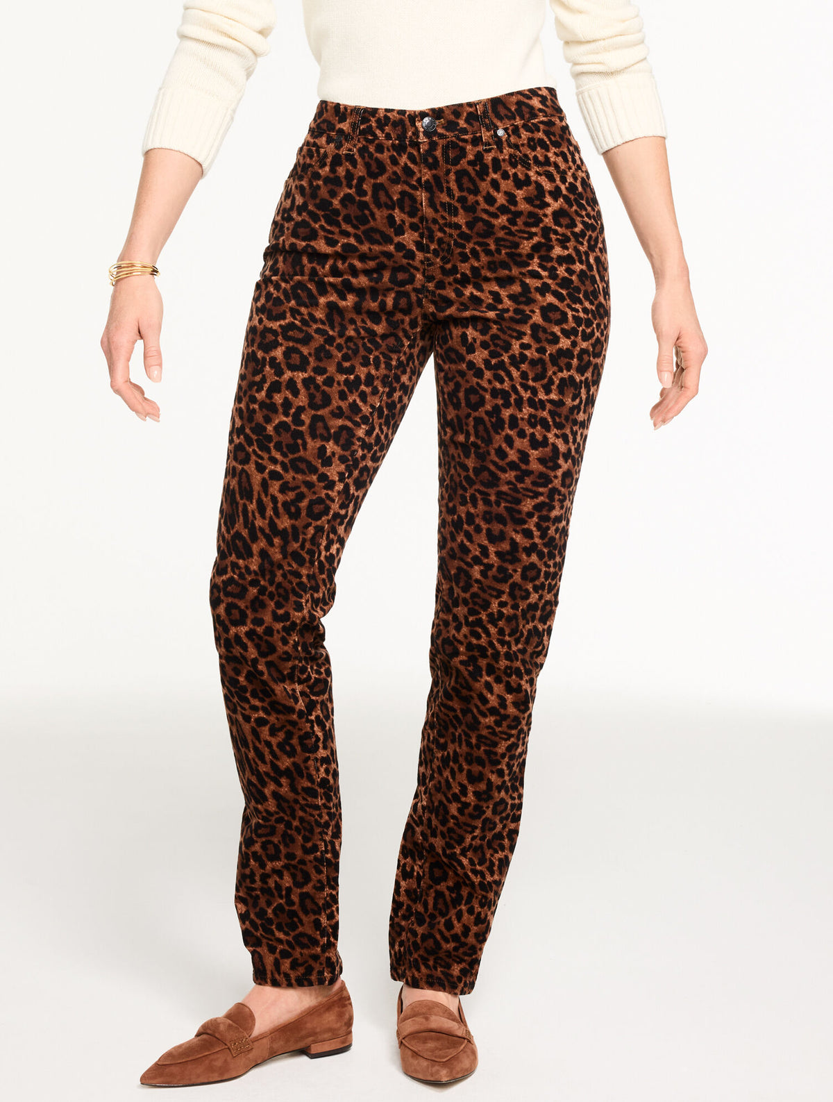 Talbots STRAIGHT LEG STRETCH CORDUROY PANTS - SPECTACULAR ANIMAL - CURVY FIT