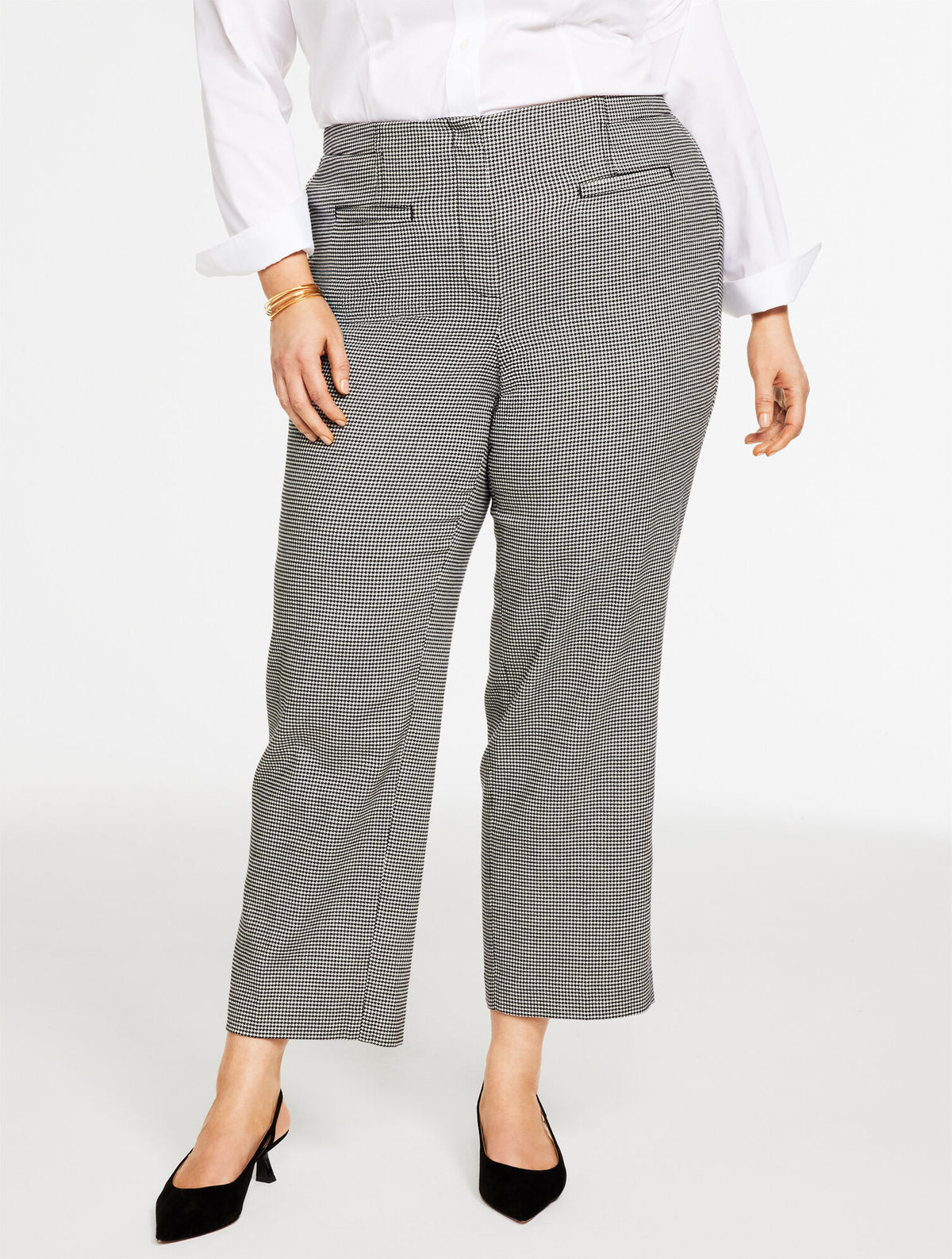 Talbots PLUS EXCLUSIVE SLIM WIDE ANKLE PANTS - HARVEST HOUNDSTOOTH