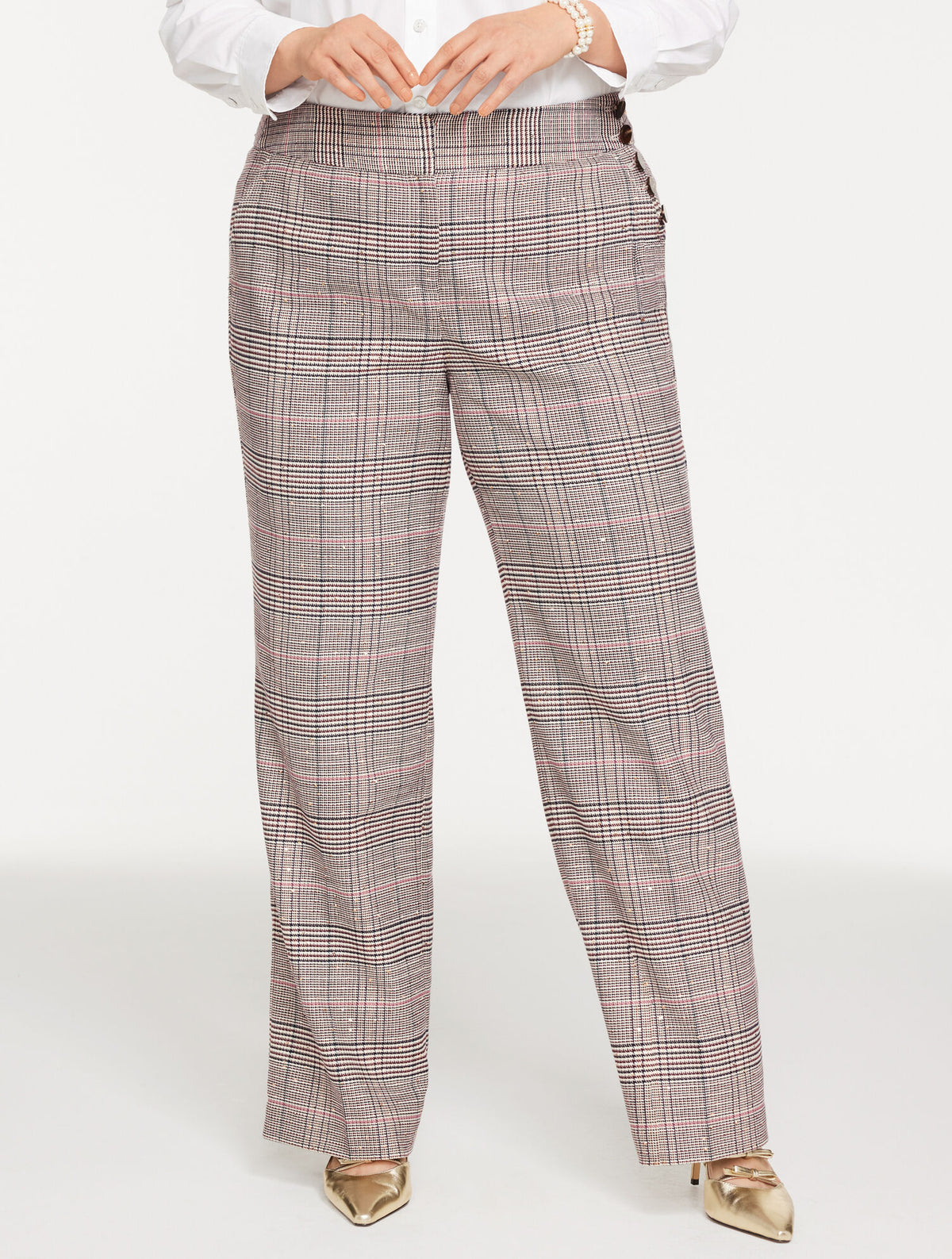 Talbots PLUS EXCLUSIVE TALBOTS GREENWICH TAILORED STRETCH WIDE LEG PANTS - MANSFIELD GLEN PLAID