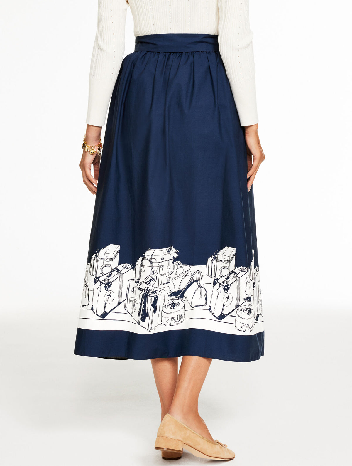 Talbots MODERN POPLIN PLEATED SKIRT - BON VOYAGE