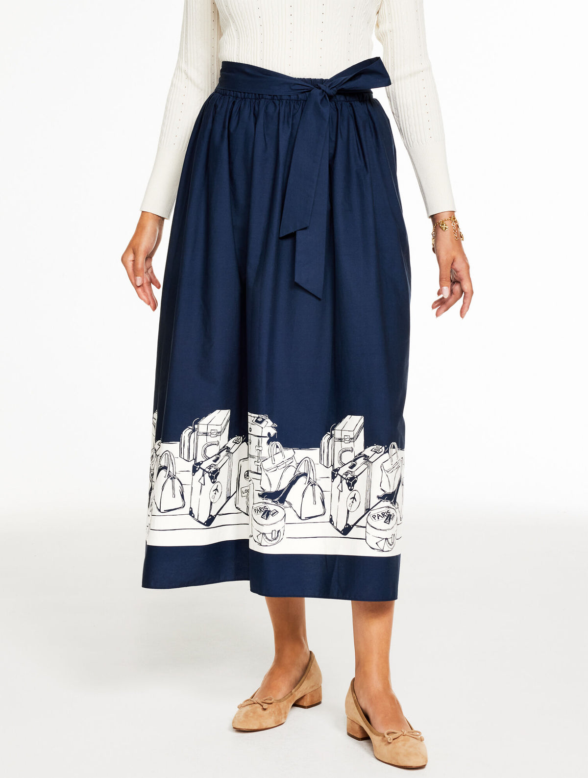 Talbots MODERN POPLIN PLEATED SKIRT - BON VOYAGE