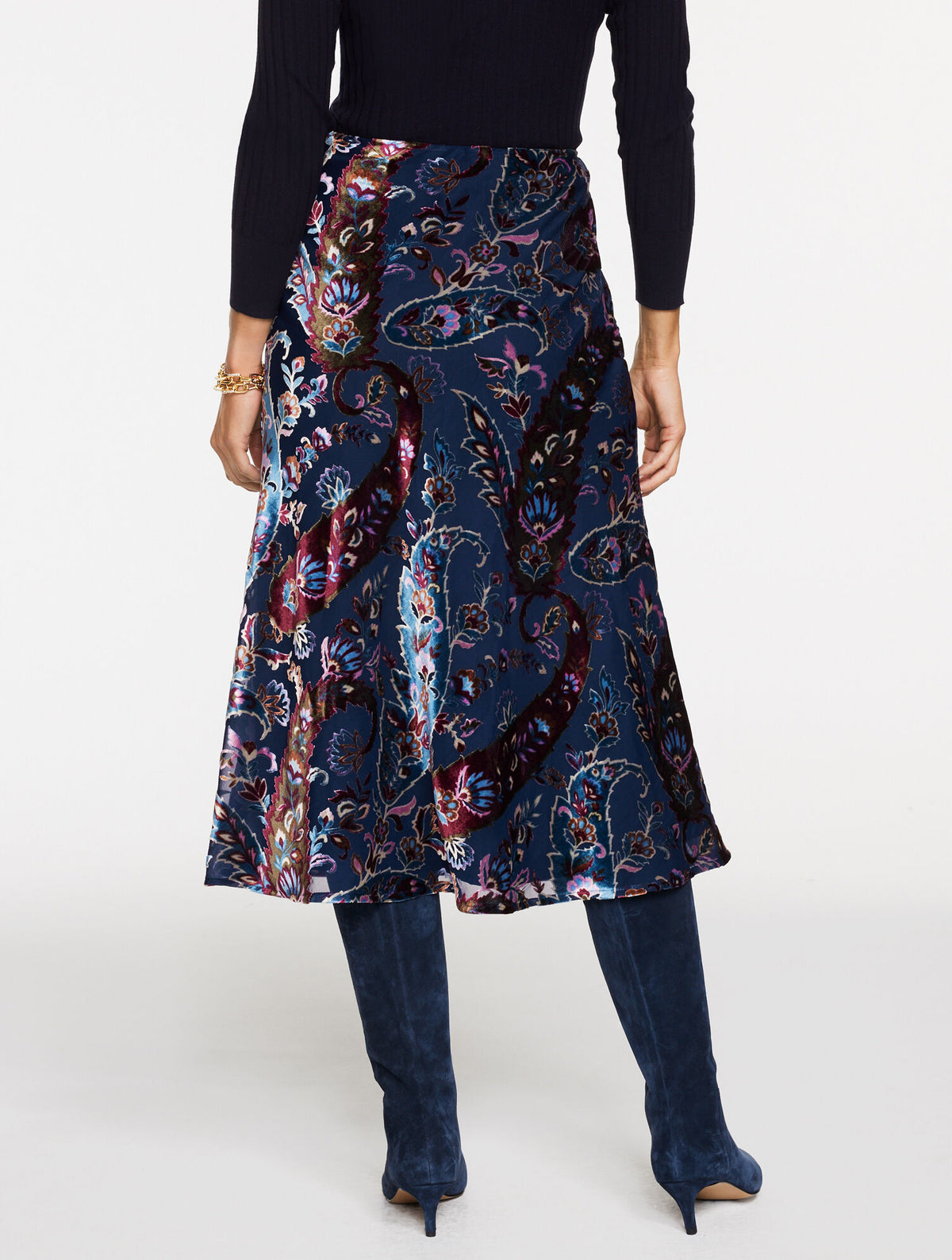 Talbots BURNOUT VELVET SKIRT - FLORAL PAISLEY