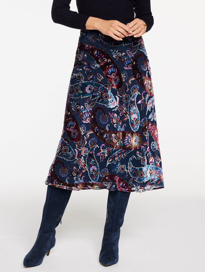 Talbots BURNOUT VELVET SKIRT - FLORAL PAISLEY