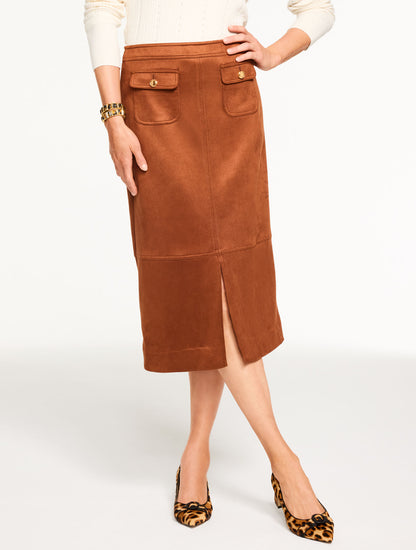 Talbots FAUX SUEDE MIDI SKIRT
