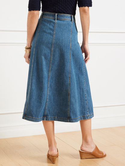 Talbots DENIM FIT & FLARE SKIRT - SOLANA WASH