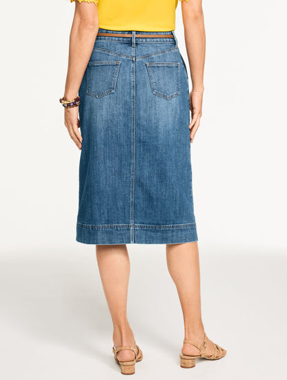 Talbots DENIM A-LINE MIDI SKIRT - CARDIFF WASH