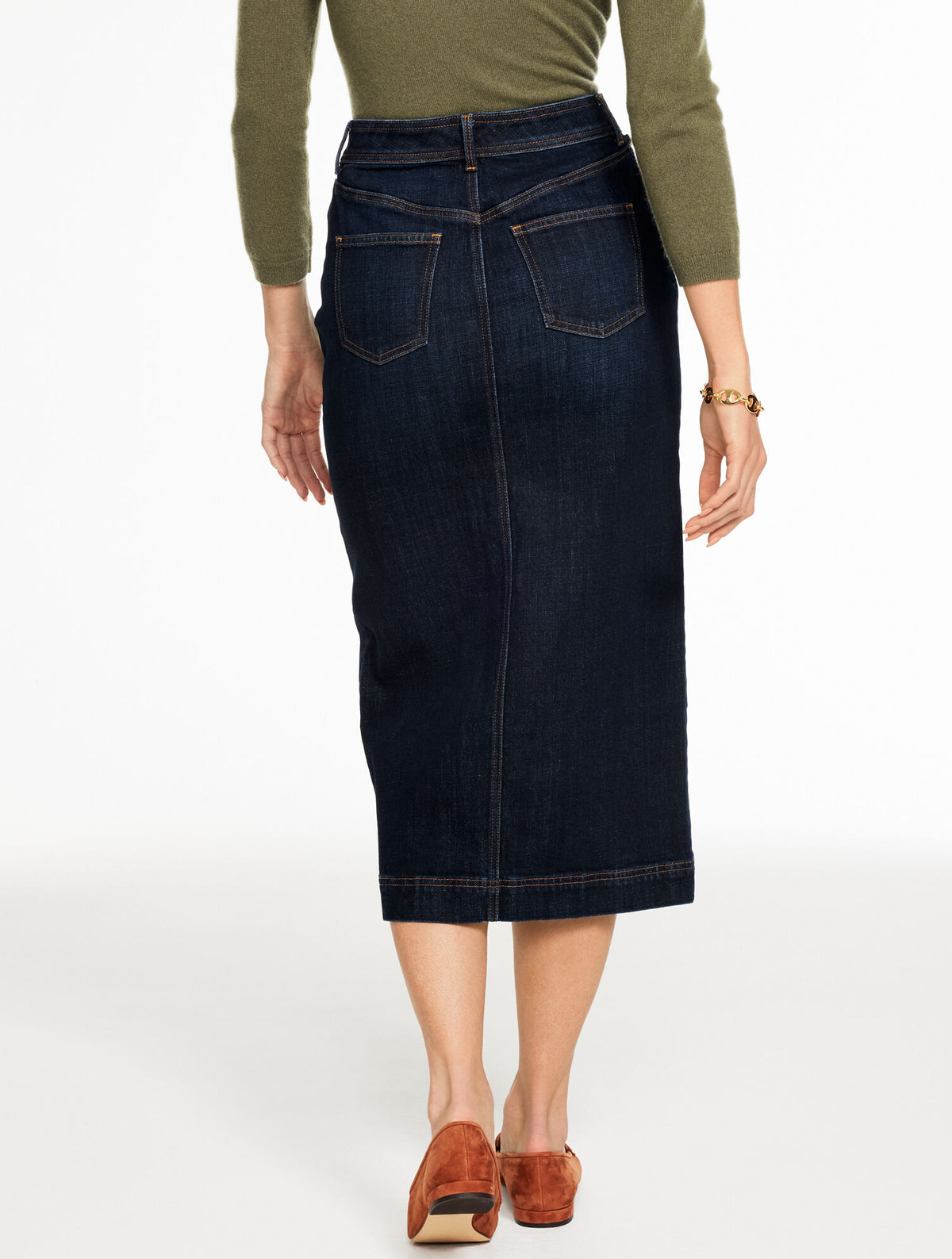 Talbots DENIM MIDI SKIRT - MANOR WASH