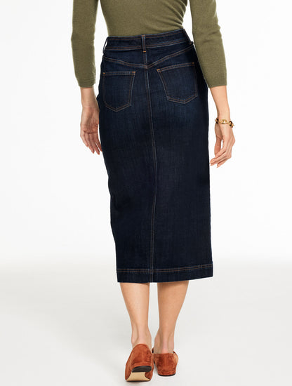 Talbots DENIM MIDI SKIRT - MANOR WASH