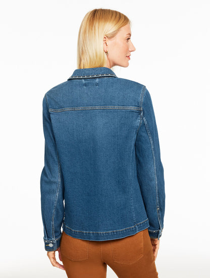 Talbots STUDDED DENIM SHIRT JACKET - BLEEKER WASH