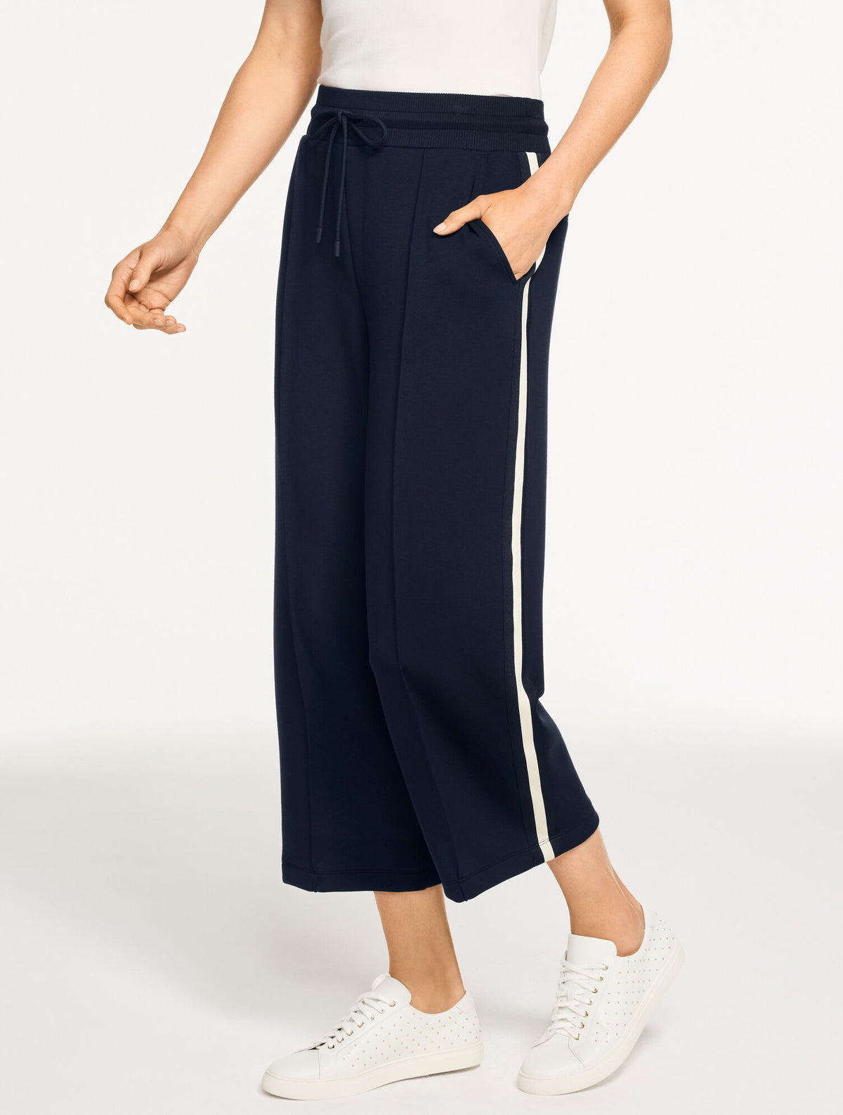 Talbots AIRKNIT STRETCH WIDE CROP SIDE STRIPE PANTS