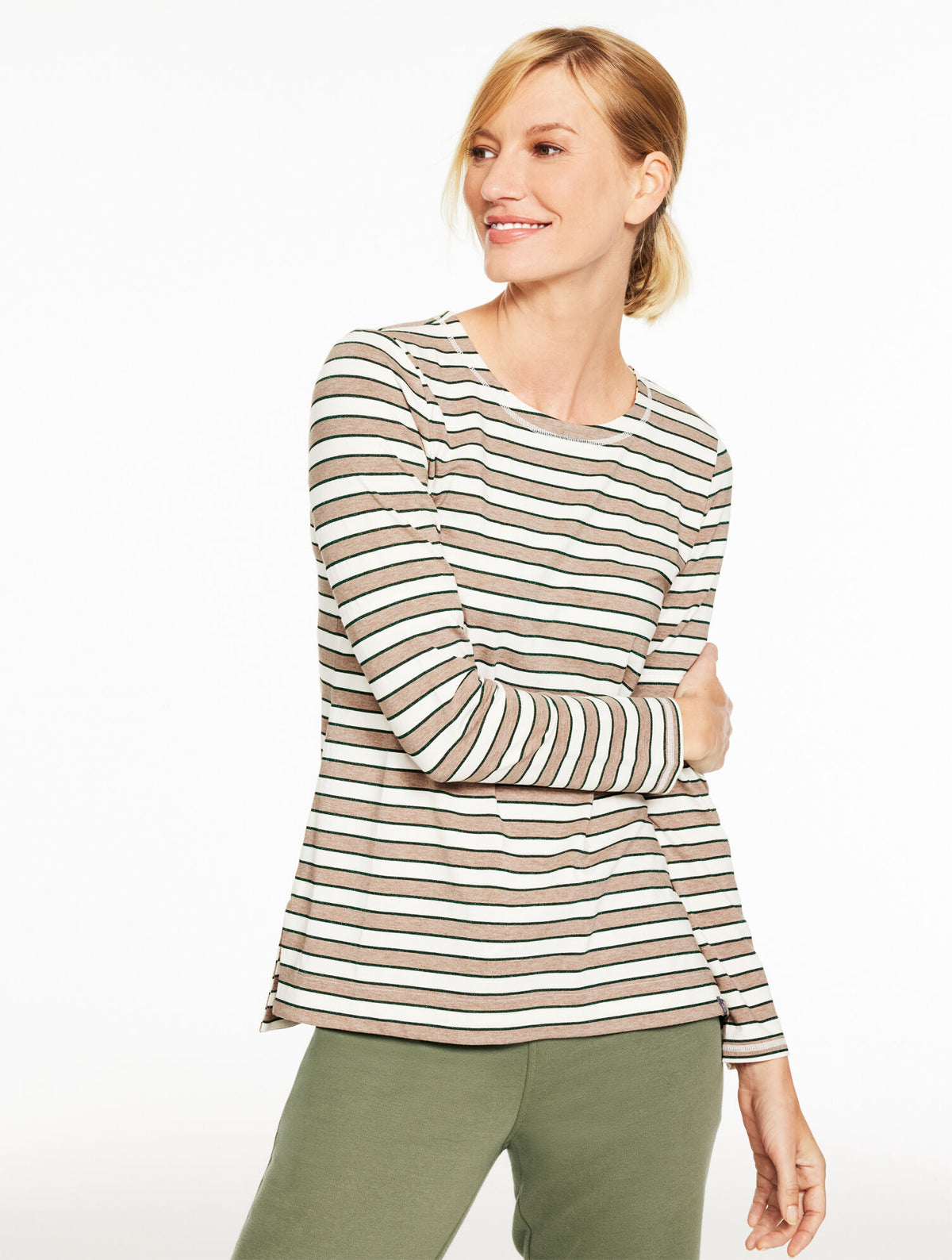 Talbots SUPERSOFT JERSEY CREWNECK TEE - BATTERSEA STRIPE