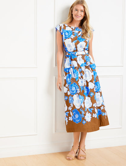 Talbots MODERN POPLIN MIDI DRESS - STUNNING FLORAL
