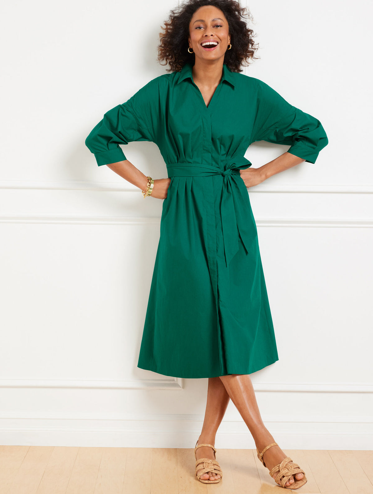 Talbots MODERN POPLIN PUFF SLEEVE SHIRTDRESS