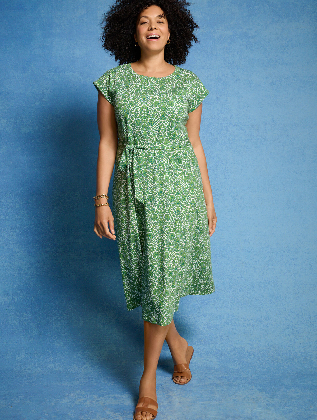 Talbots FIT & FLARE MIDI DRESS - WOODLAND DAMASK