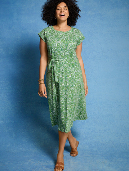 Talbots FIT & FLARE MIDI DRESS - WOODLAND DAMASK