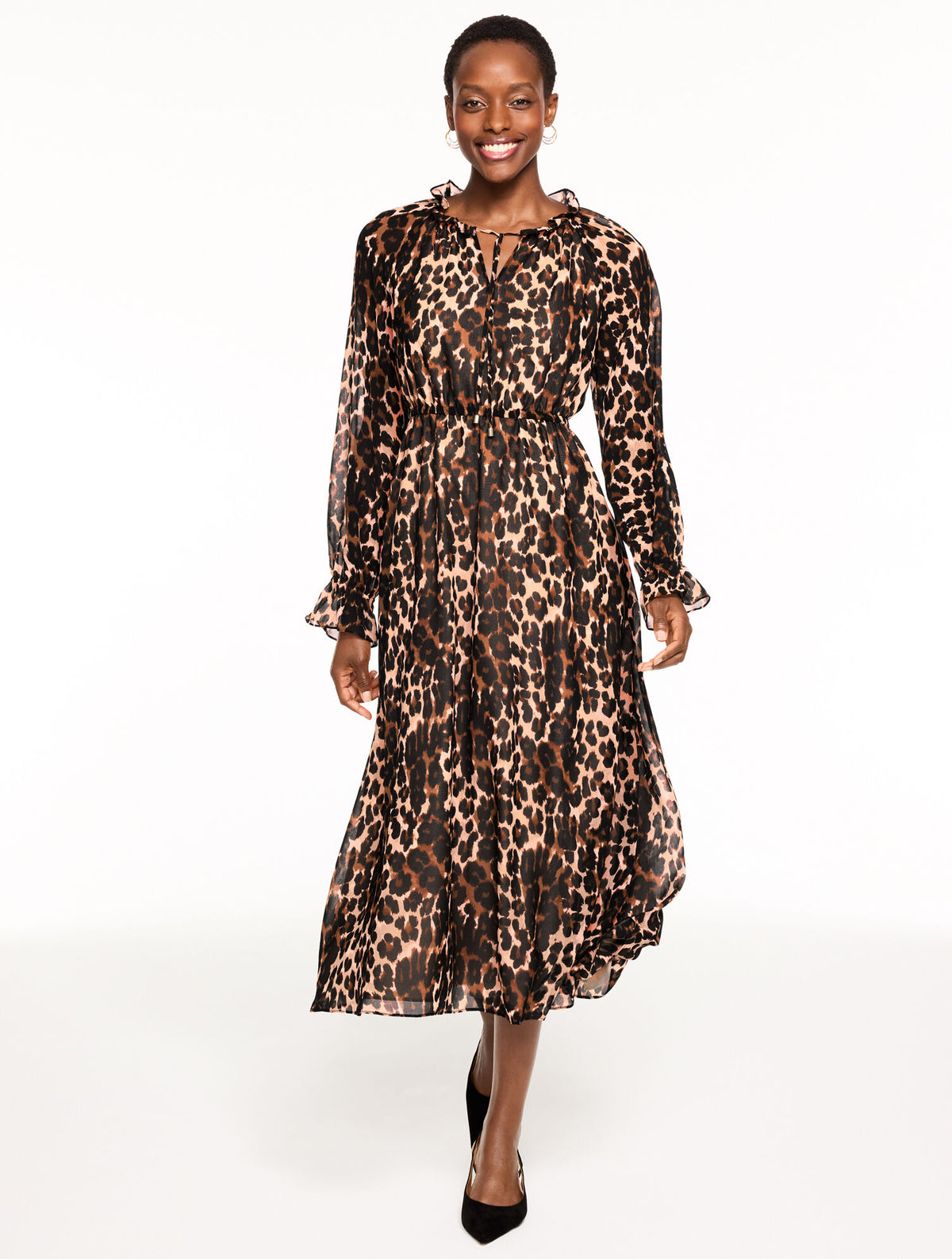 Talbots FIT & FLARE MIDI DRESS - OPULENT OCELOT