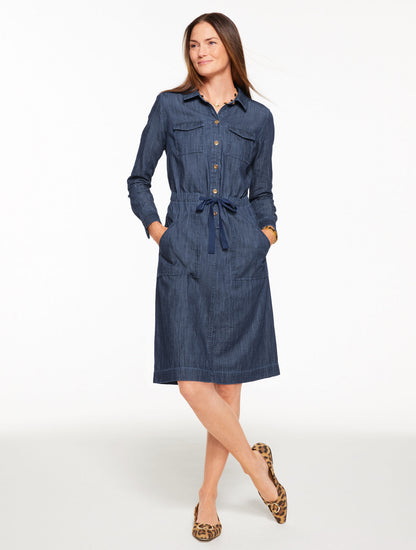 Talbots TIE WAIST DENIM SHIRTDRESS - FAIRFIELD WASH