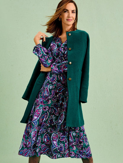 Talbots FIT & FLARE RUFFLE DRESS - PICCADILLY PAISLEY
