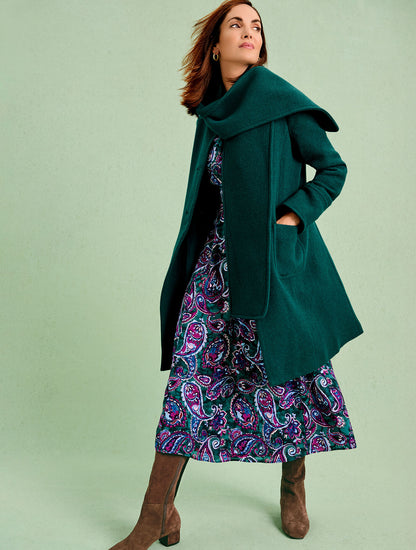 Talbots FIT & FLARE RUFFLE DRESS - PICCADILLY PAISLEY