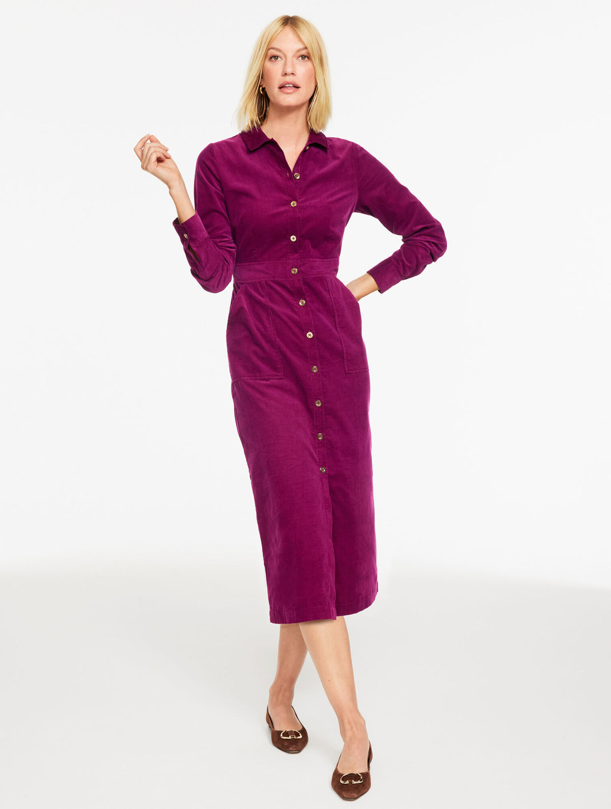 Talbots CORDUROY MIDI SHIRTDRESS
