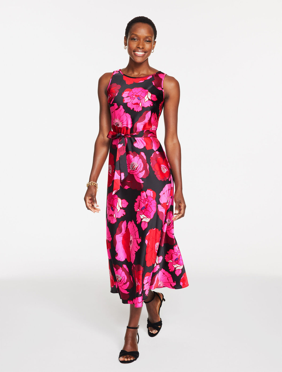 Talbots SATIN MIDI DRESS - BLOOMING FLORAL