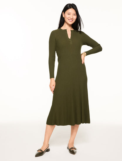 Talbots FIT & FLARE RIBBED MIDI DRESS