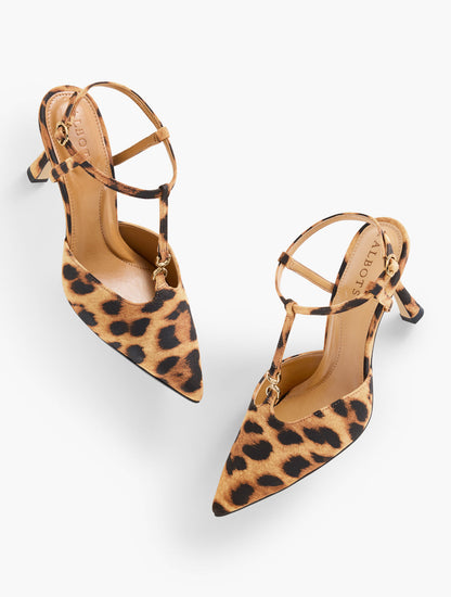 Talbots EVELYN LEOPARD SUEDE FLARE HEEL PUMPS