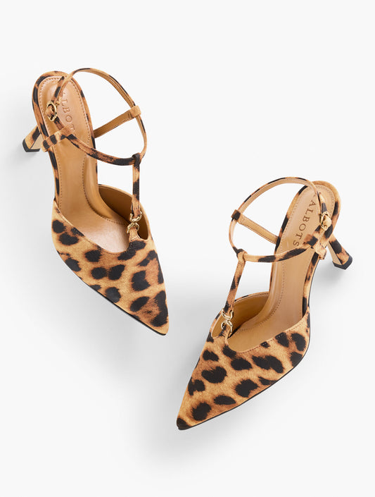 Talbots EVELYN LEOPARD SUEDE FLARE HEEL PUMPS