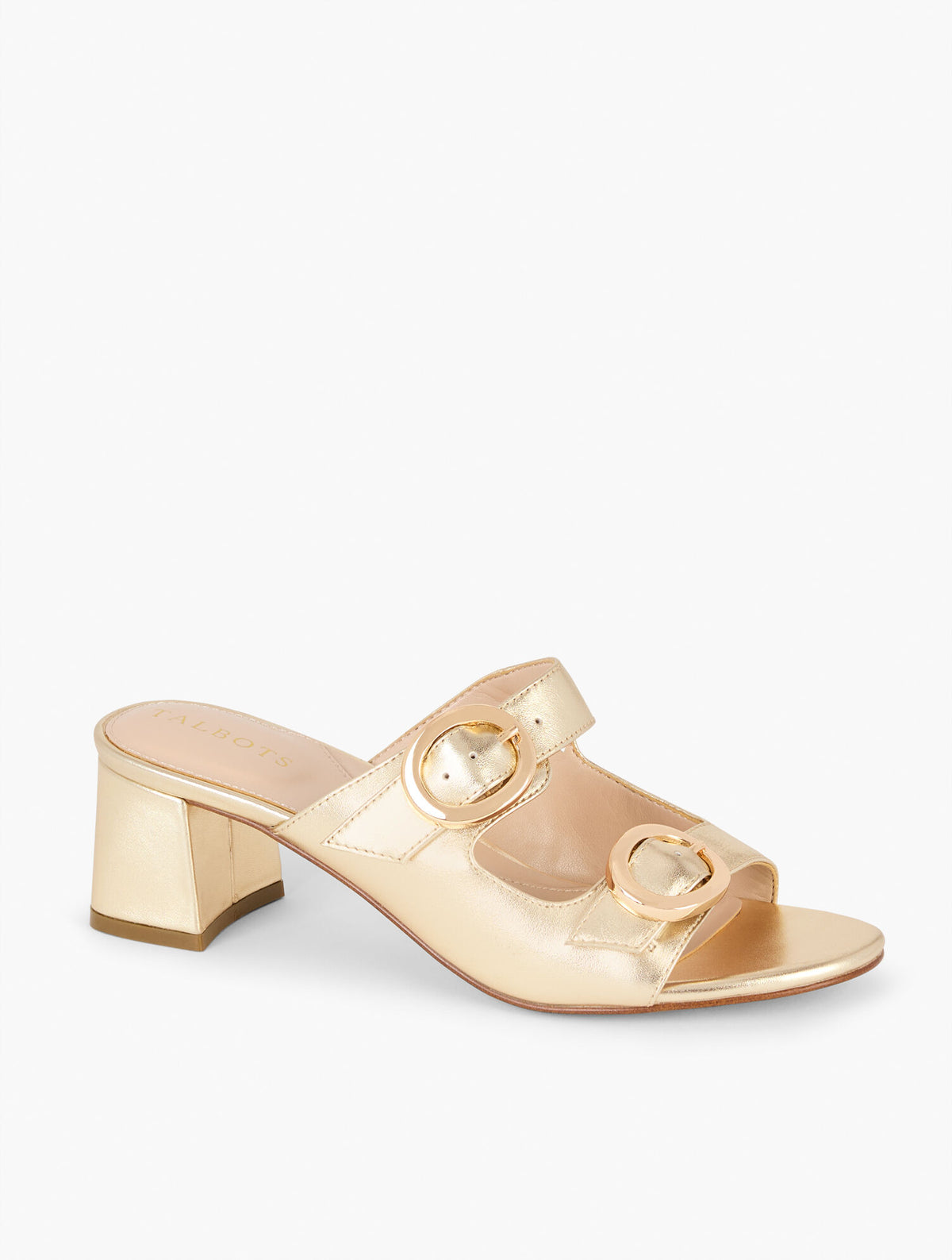 Talbots MILLIE STRAPS METALLIC NAPPA BLOCK HEEL SANDALS