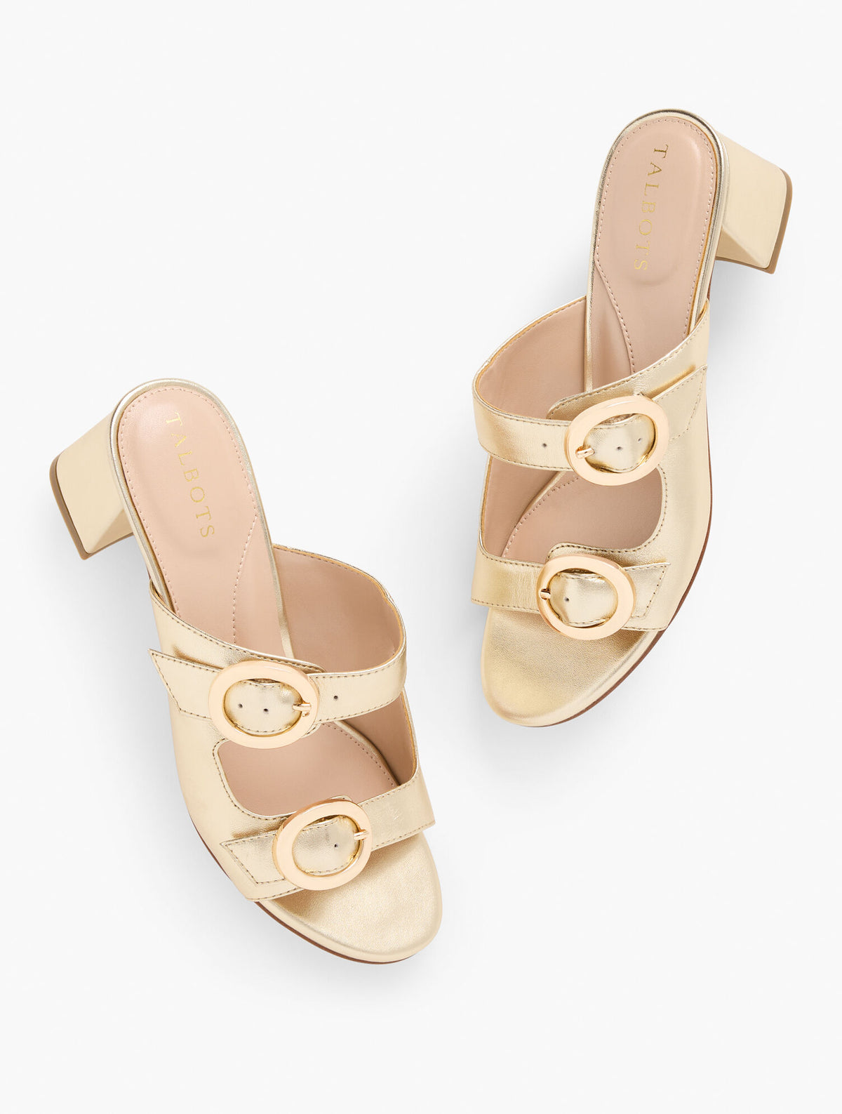 Talbots MILLIE STRAPS METALLIC NAPPA BLOCK HEEL SANDALS
