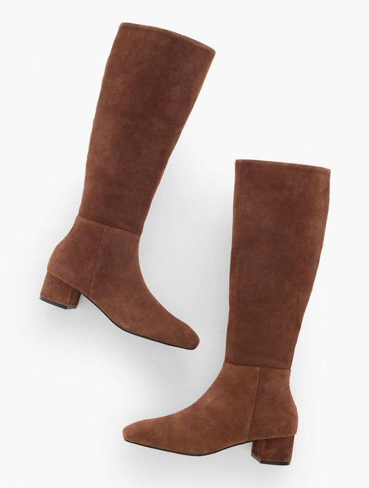Talbots PERLA TALL SUEDE BLOCK HEEL BOOTS