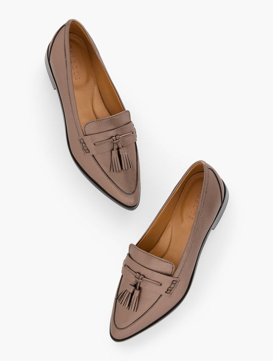 Talbots REECE METALLIC POINTED TOE LEATHER LOAFERS