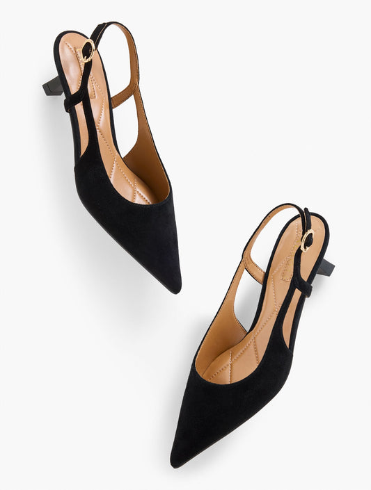 Talbots OLIVIA SUEDE SLINGBACK KITTEN HEEL PUMPS