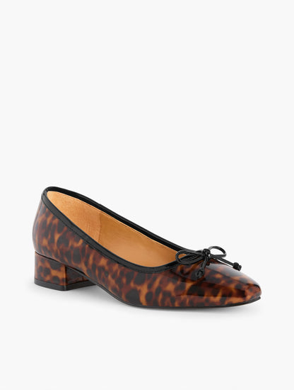 Talbots VANESSA PATENT LEATHER BLOCK HEEL PUMPS - TORTOISESHELL