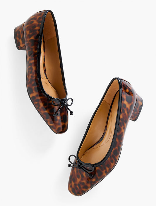 Talbots VANESSA PATENT LEATHER BLOCK HEEL PUMPS - TORTOISESHELL
