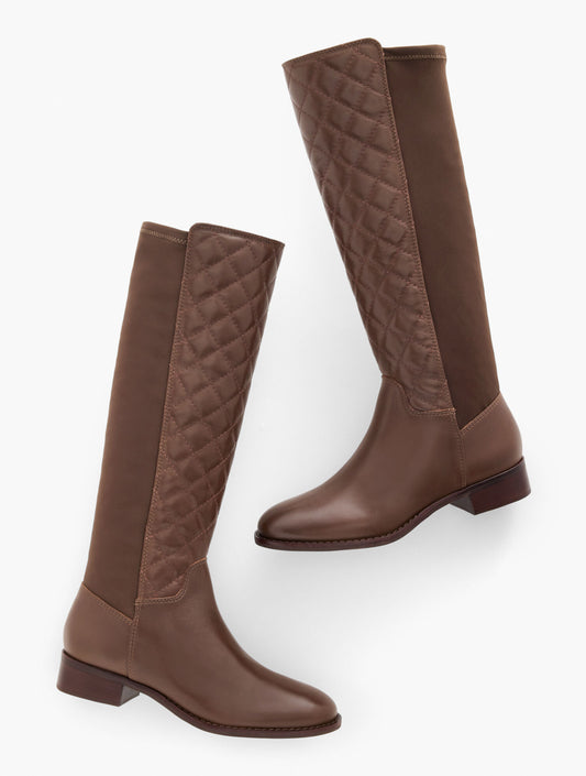 Talbots TISH STRETCH QUILTED LEATHER TALL BOOTS