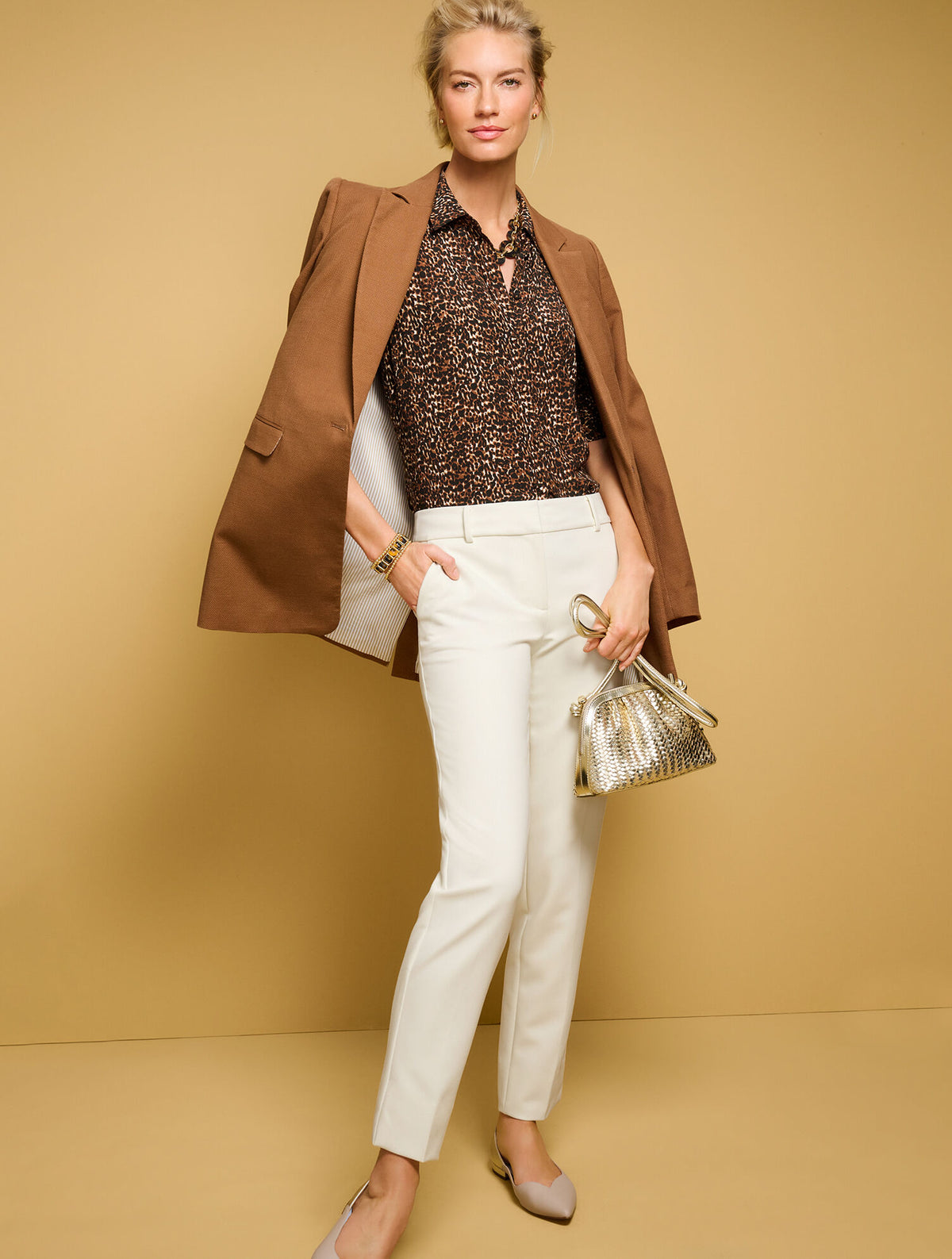 Talbots ELBOW SLEEVE SHIRT - DELICATE LEOPARD