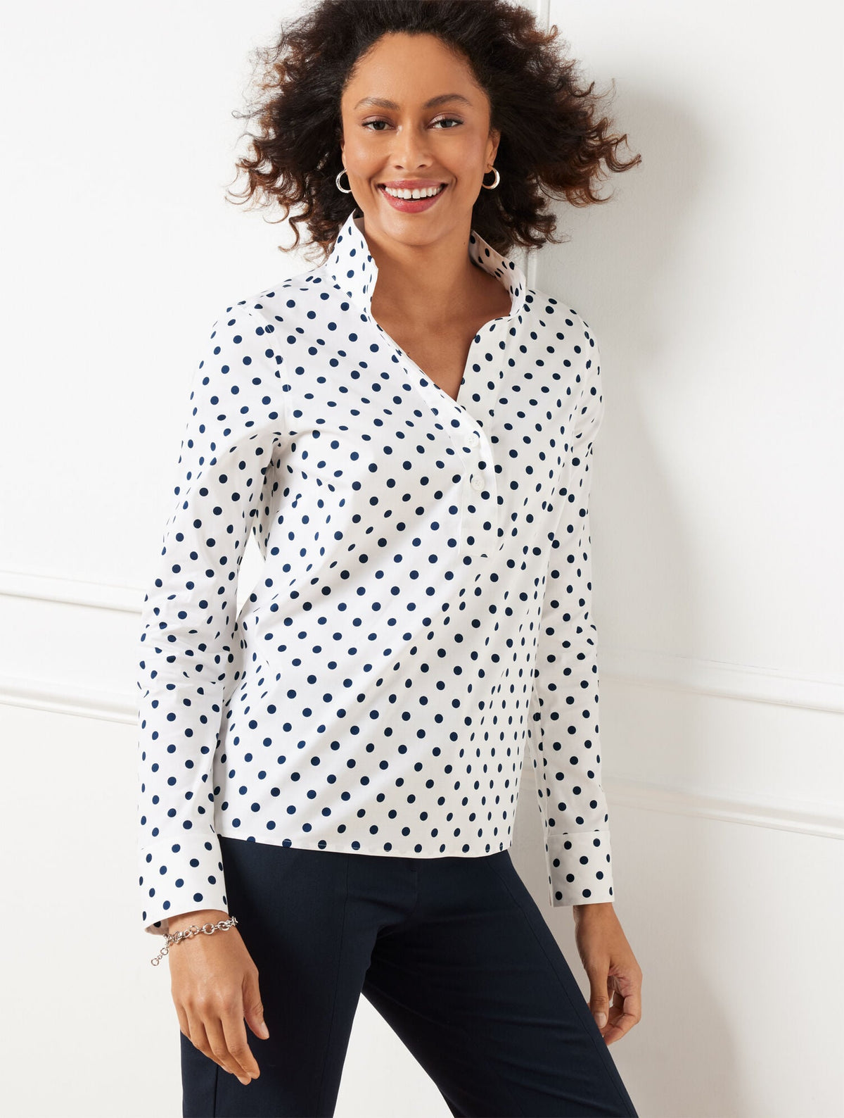 Talbots NON-IRON POPOVER - LOVELY DOTS