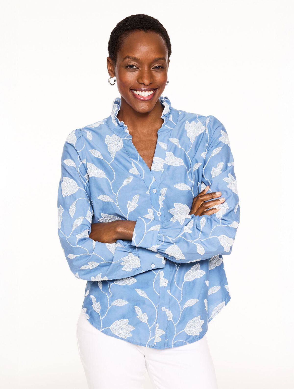 Talbots EMBROIDERED TOP - HYDE PARK BLOSSOMS