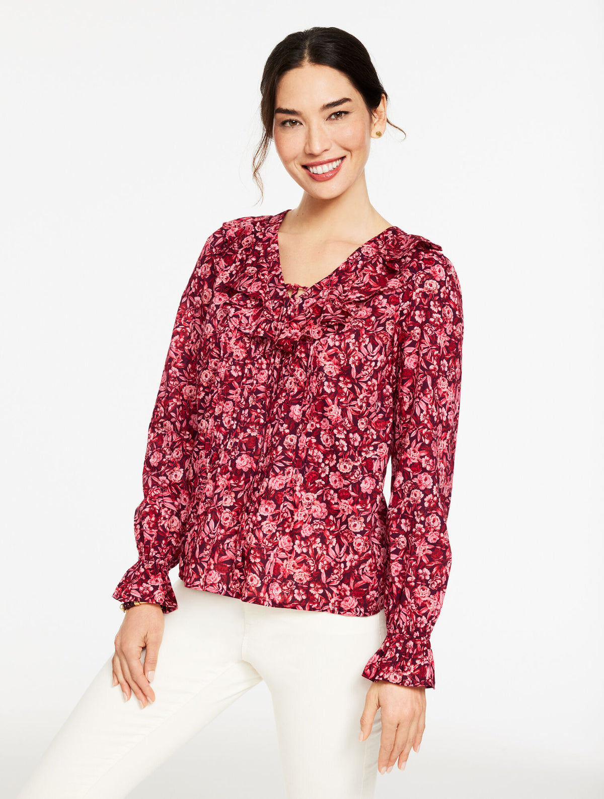Talbots RUFFLE TOP - RAVISHING FLORAL