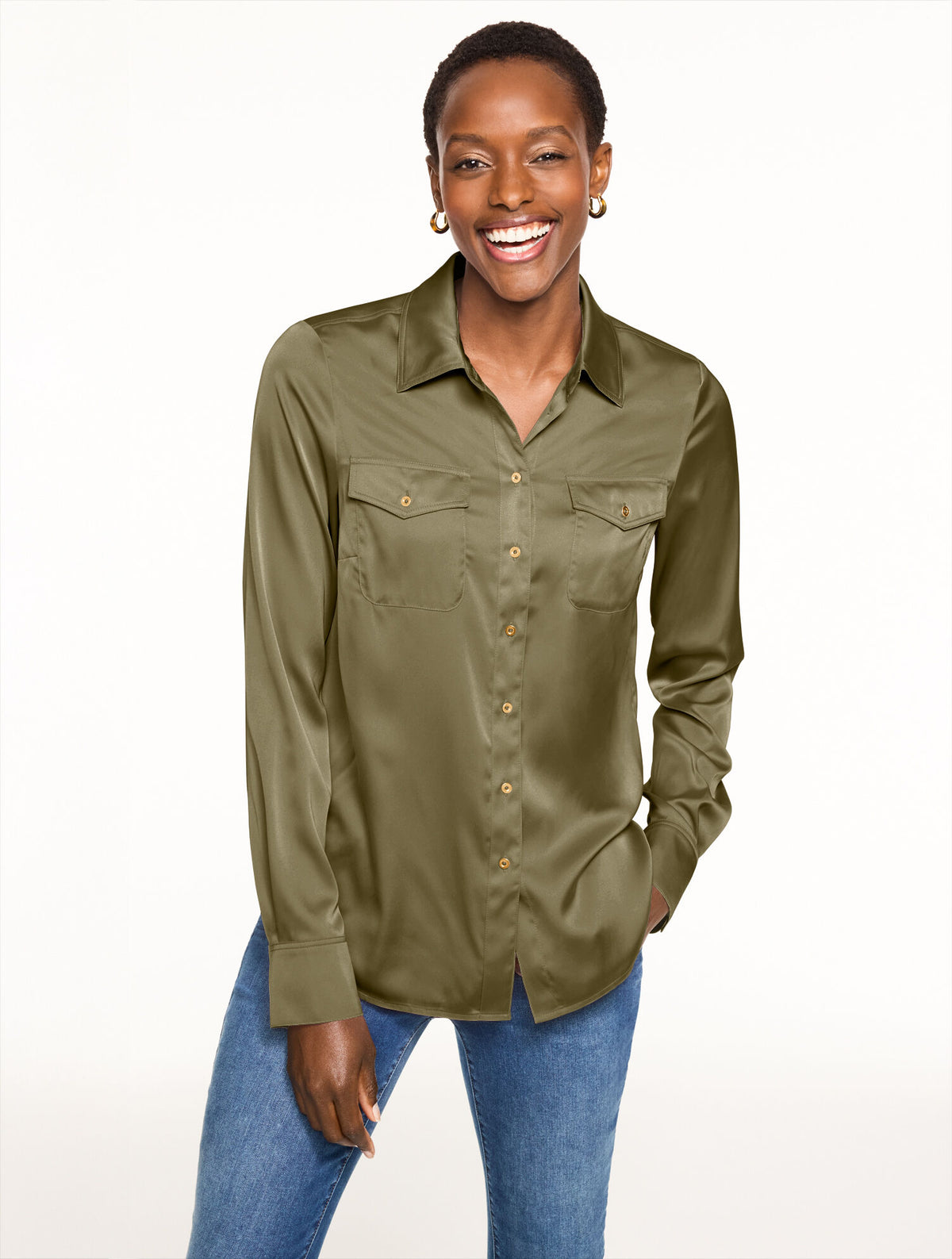 Talbots SOFT SATIN CHARMEUSE SHIRT