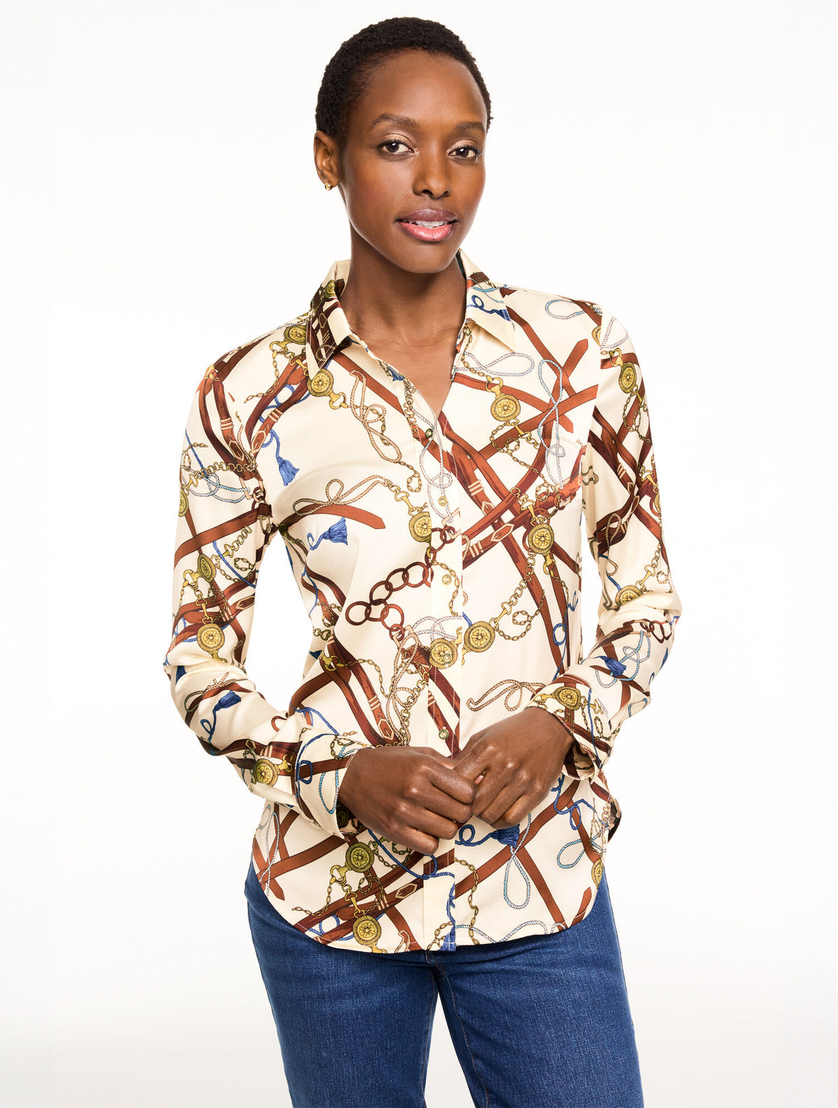 Talbots SOFT SATIN CHARMEUSE SHIRT - DAZZLED BUCKLES