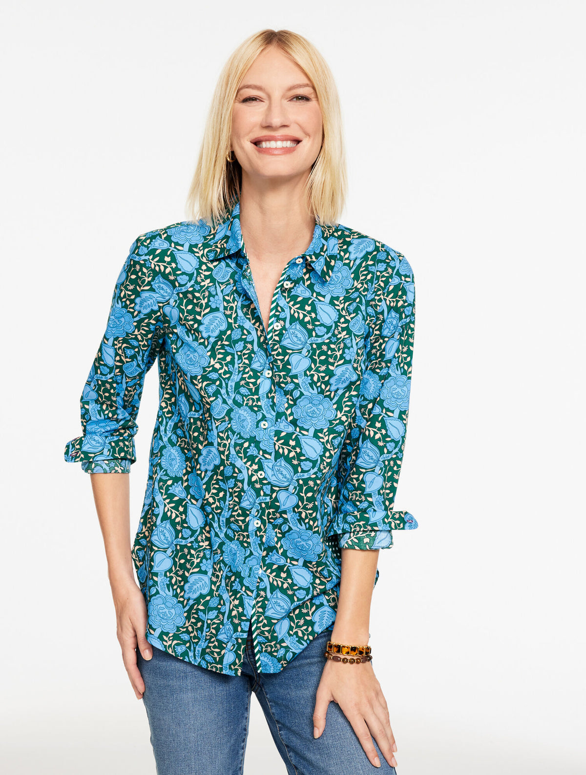 Talbots MODERN CLASSIC SHIRT - LEAFY FLORAL
