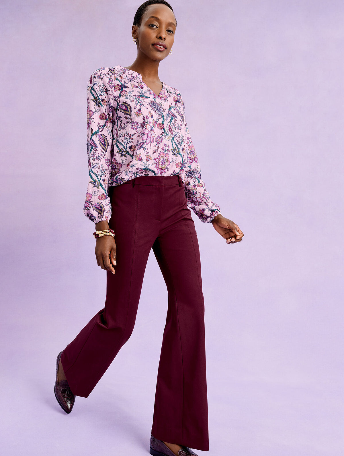 Talbots SMOCKED TOP - BLOOMING JACOBEAN