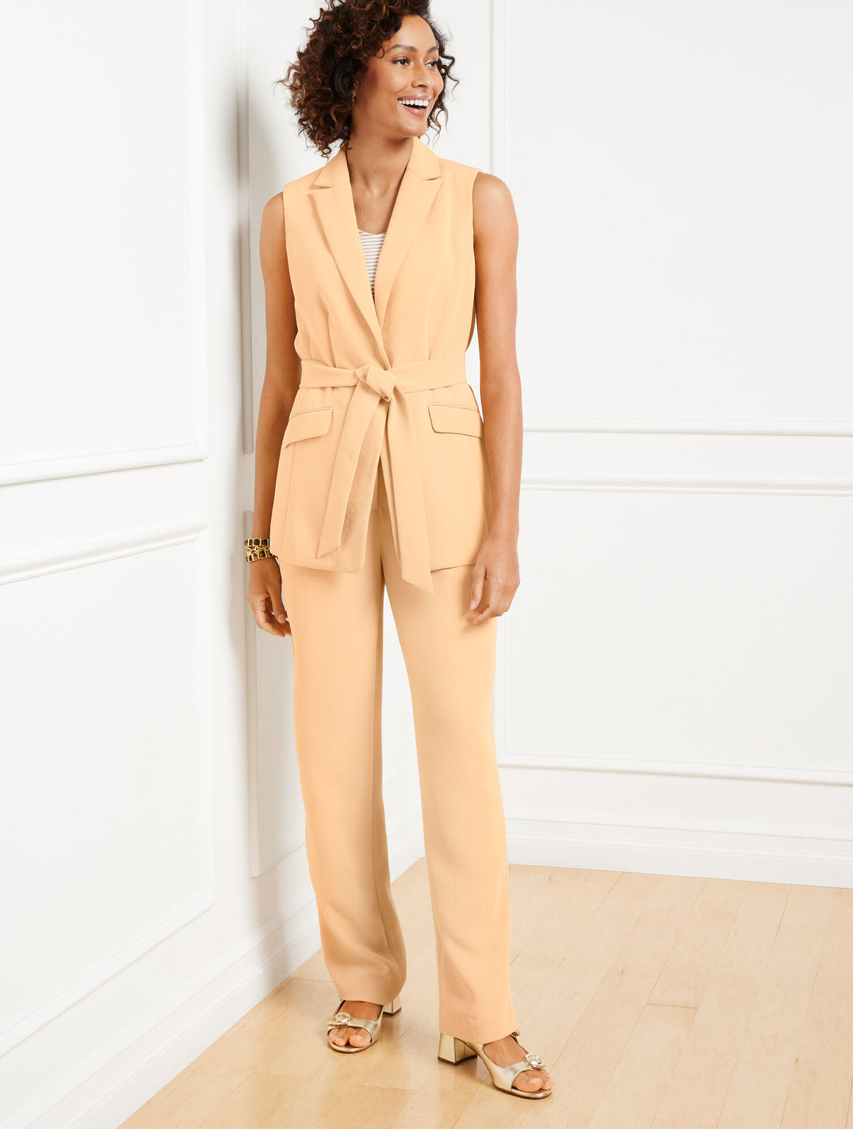 Talbots POLISHED CREPE TIE WAIST VEST