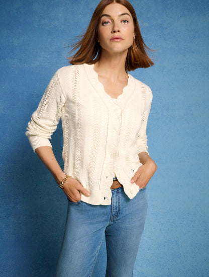 Talbots POINTELLE STITCH CARDIGAN
